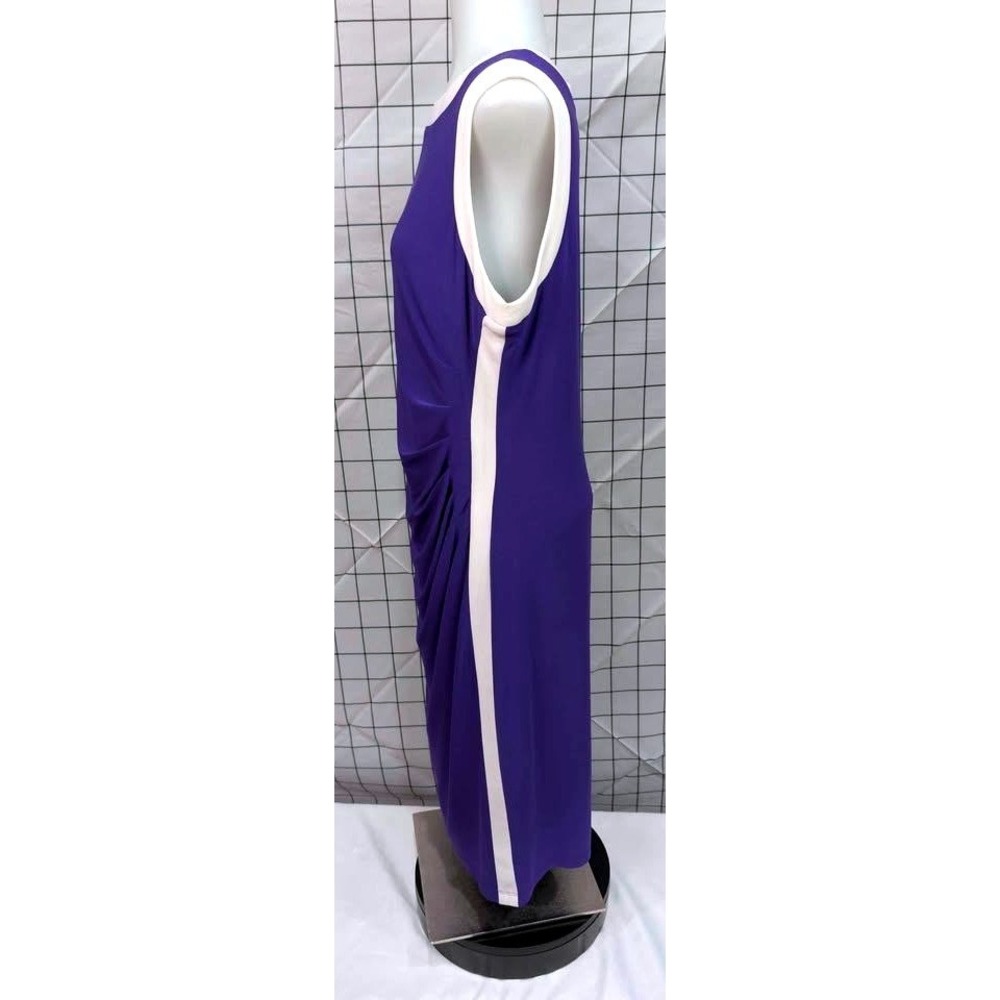 Chaps~Purple/White Color Block /Sleeveless/Crew Neck/Ruching Waist~Size Large - Picture 6 of 10